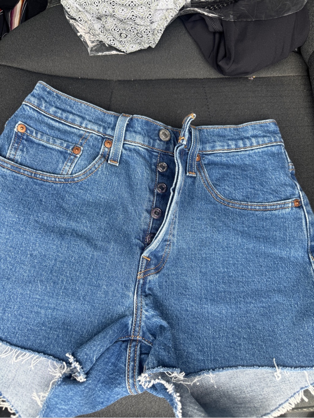 Levi's Blue Boyfriend Denim Shorts with Button Fly